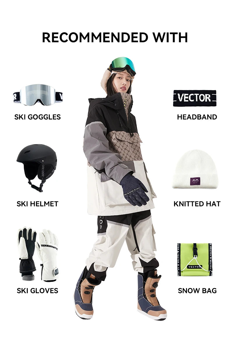 Tuta da sci unisex con cappuccio e dettagli riflettenti – giacca imbottita, impermeabile e termica per sport invernali