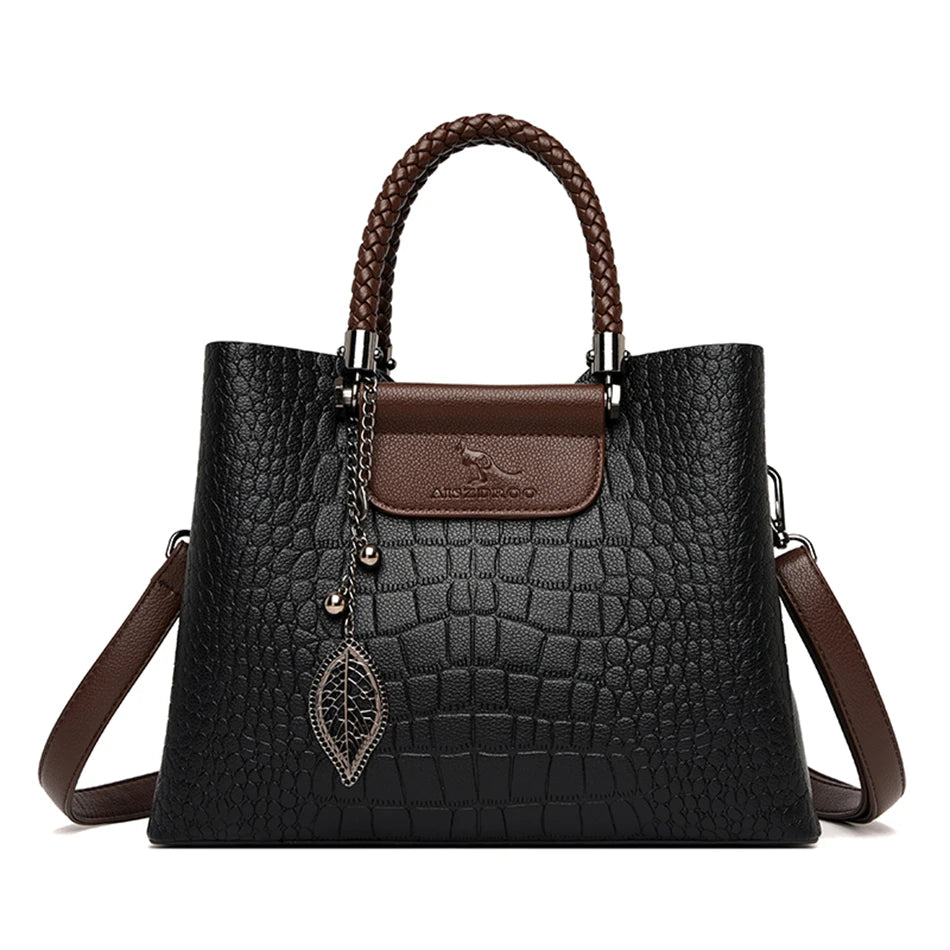 Borsa a tracolla donna con tasche e scomparti - Nero, codice 9
