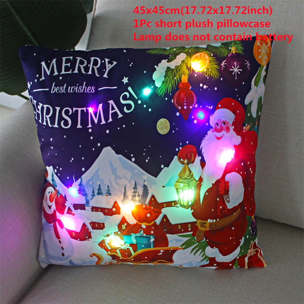 Copricuscino natalizio LED 45×45 cm ‒ federa luminosa decorativa per Natale, addobbo casa & divano
