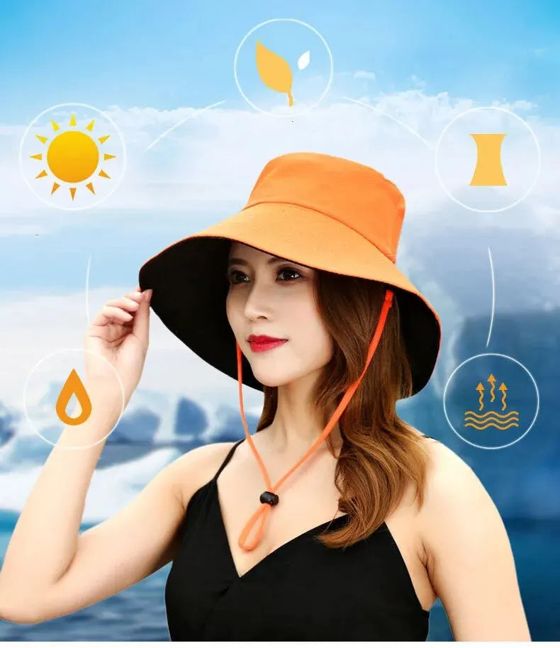 Cappello Estivo da Pescatore Donna – Visiera Larga Anti-UV Doppio Lato per Mare e Città