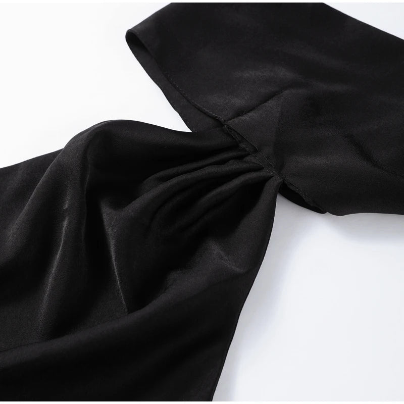 Abito da sera in raso con fiocco per donna – abito elegante schiena scoperta