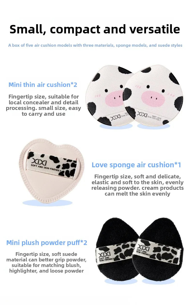 Set 5 spugnette makeup ultra morbide “cheese cow” – compatibili dry & wet
