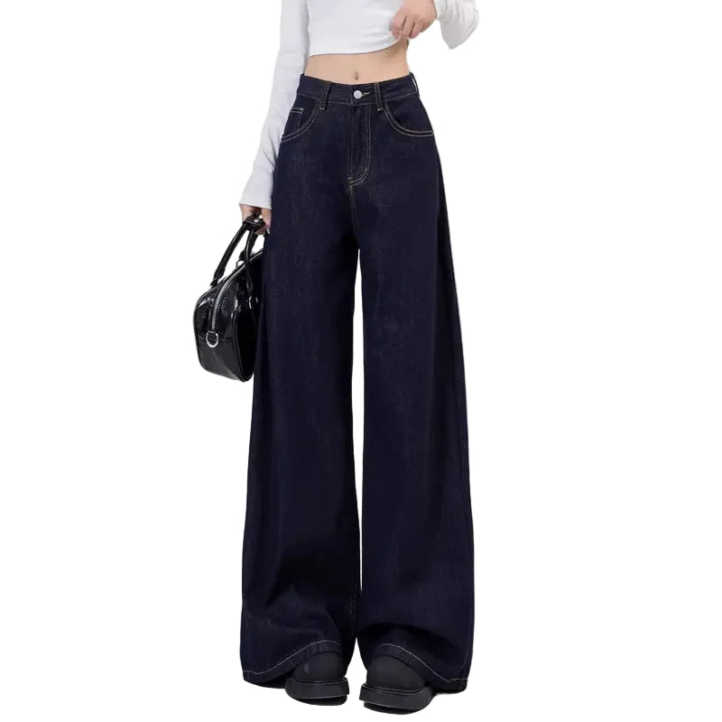 Jeans donna vita alta loose fit – Gamba dritta / wide-leg elegante per l’autunno / inverno