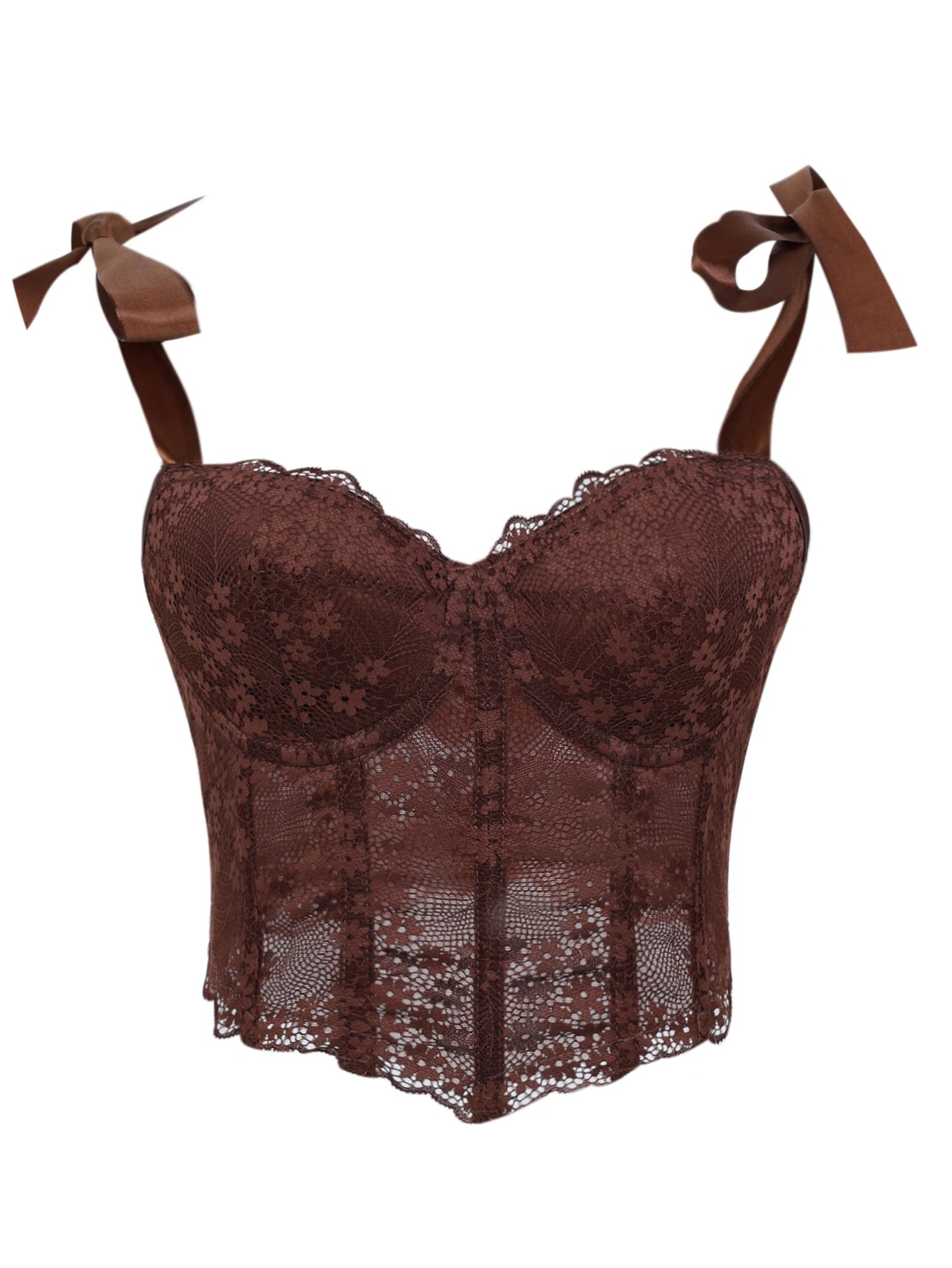 Corsetto Sexy in Pizzo Trasparente – Bustier Push Up Donna