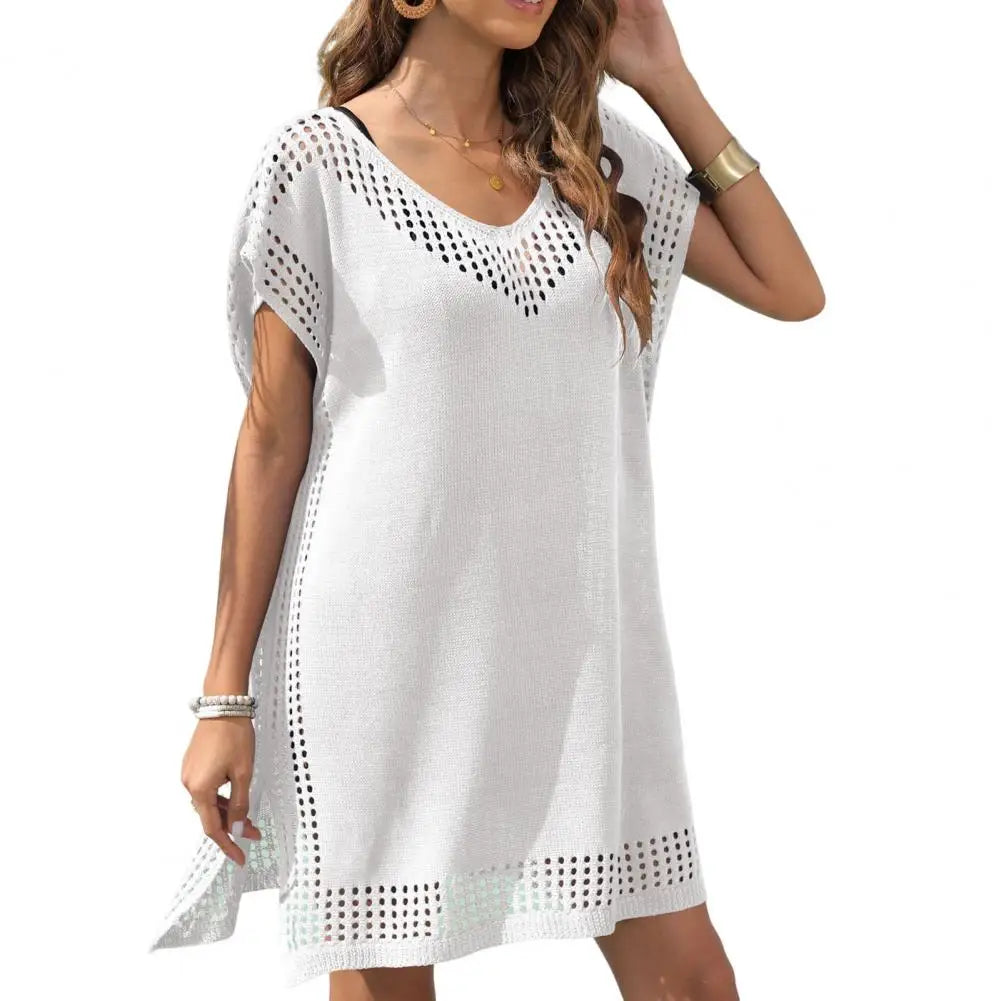 Pareo Copricostume Donna Estivo Elegante – Vestito Mare Lungo in Tinta Unita con Spacco Sexy