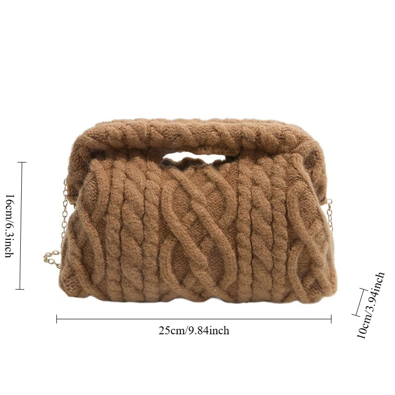 Borsa Crochet Donna Invernale – Crossbody Tricot con Catena e Texture Maglia