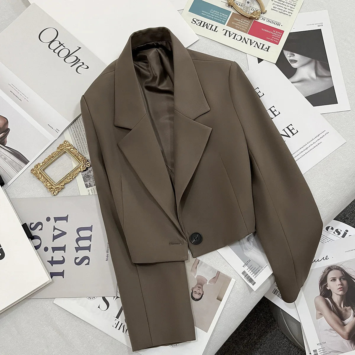 Blazer Donna Corto Nero Elegante – Giacca Casual Chic