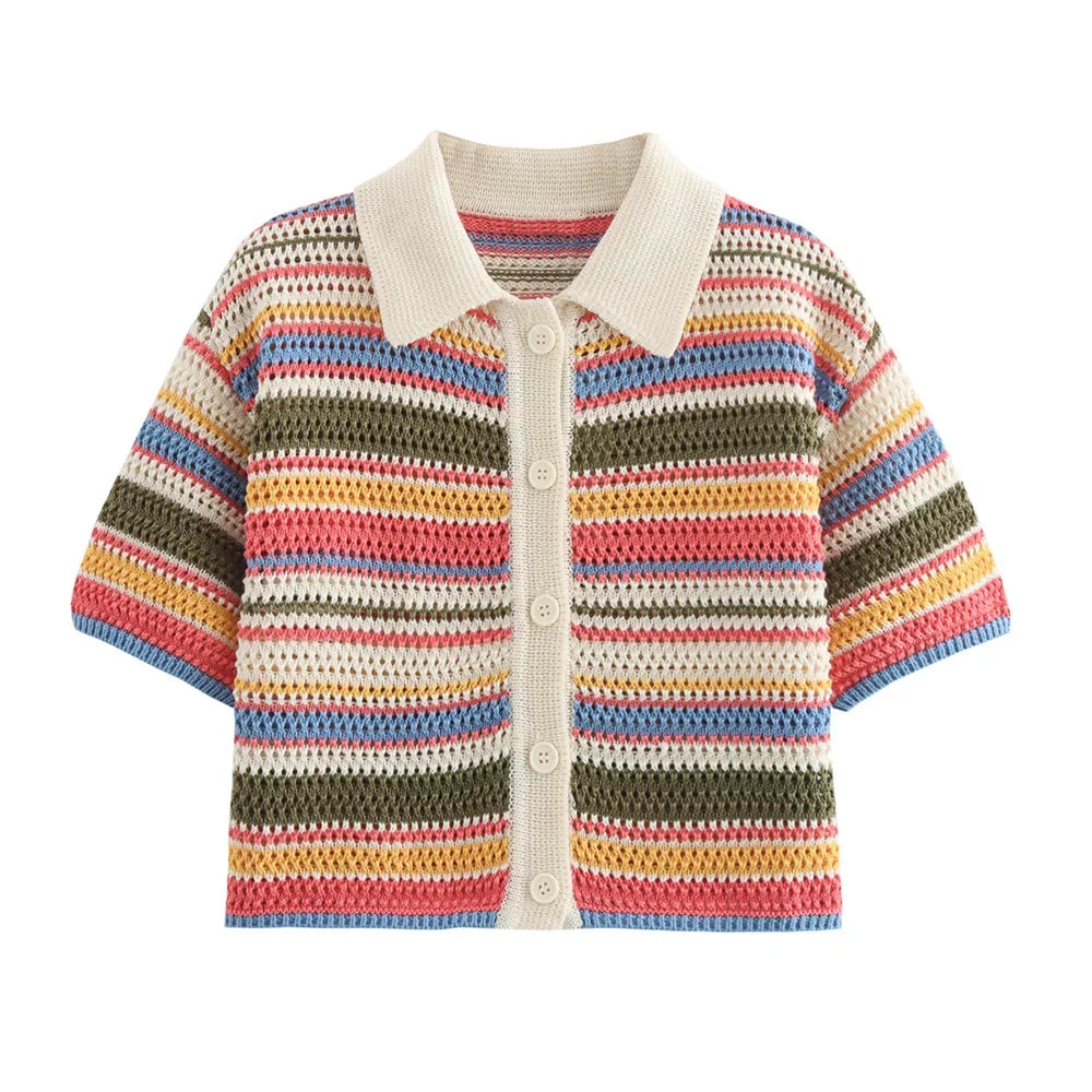 Co-ord donna 2025 – Cardigan rigato a maniche corte e shorts in coordinato