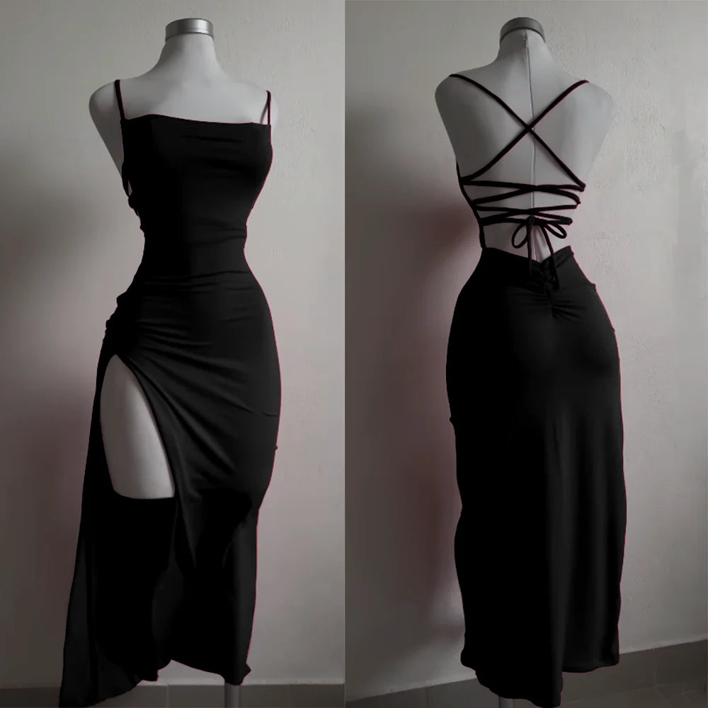 Abito halter a maniche lunghe donna – vestito corto “bag-hip”, sensuale