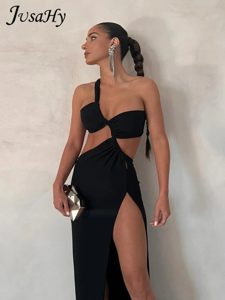 Abito Monospalla Sexy Donna Y2K – Spacco, Schiena Scoperta, Look Party 2025