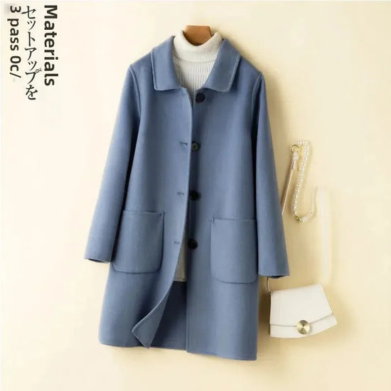 Cappotto in lana donna – Overcoat doppio lato, taglio medio, stile elegante per autunno e inverno