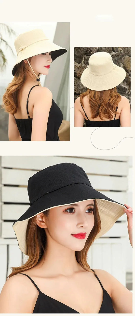 Cappello Estivo da Pescatore Donna – Visiera Larga Anti-UV Doppio Lato per Mare e Città