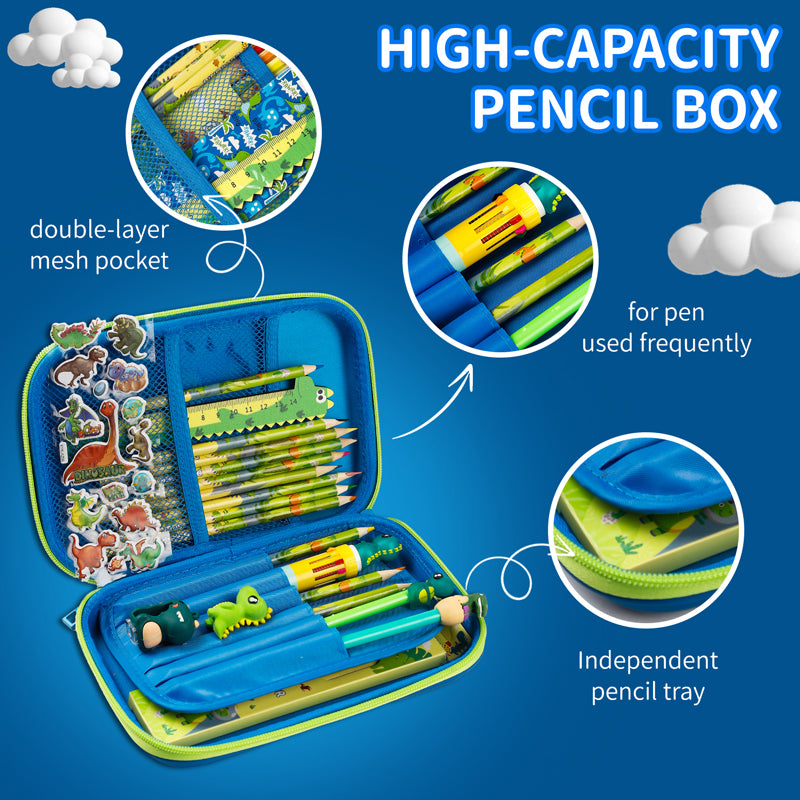 Cool Dinosaur Pencil Case Stationery Set Unicorn 3D EVA Pencil Box Organizer School Supplies for Kids Boys Back To School Gift