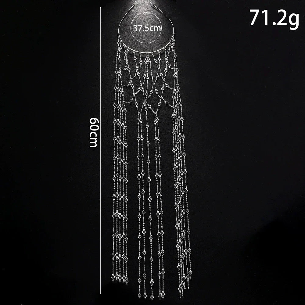 Copricapo Gioiello Donna con Strass e Frange – Oro o Argento