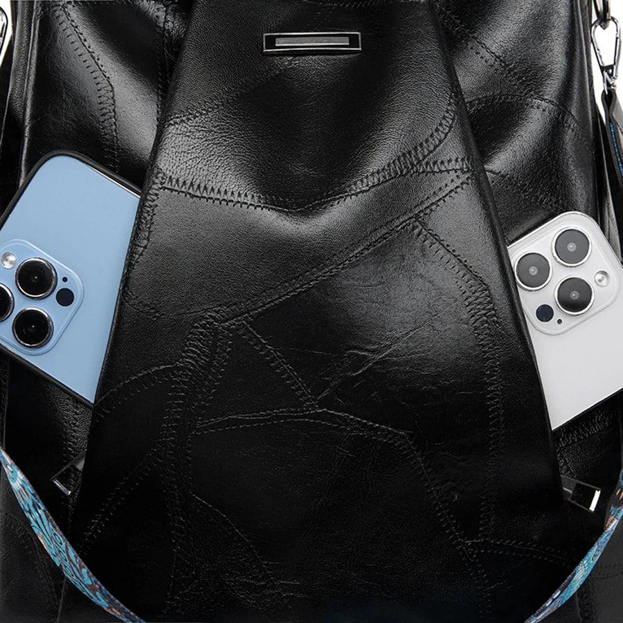 Zaino donna in pelle sintetica PU grande capacità – backpack anti-furto retrò per scuola, viaggio e uso quotidiano