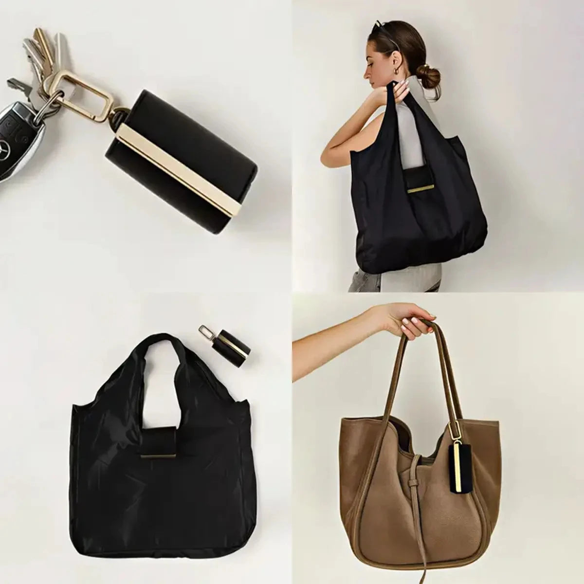 Borsa Pieghevole Portachiavi – Shopper Riutilizzabile per Spesa e Viaggio