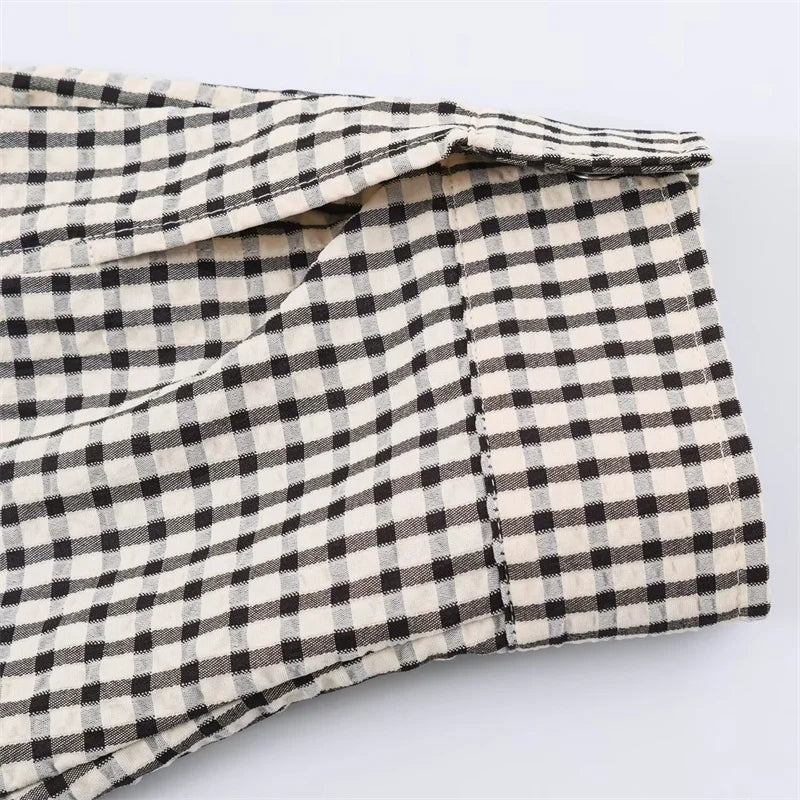 Giacca donna a quadri con collo alto e zip