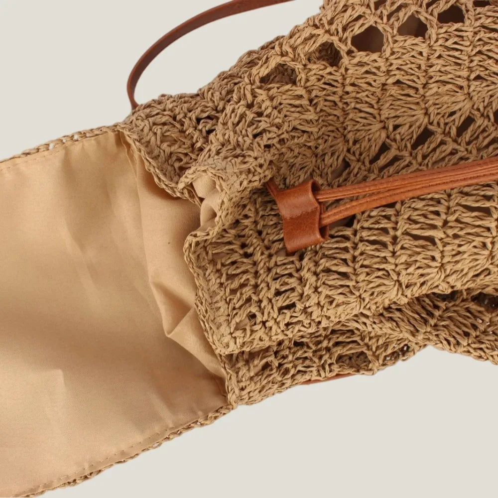Zaino Donna in Paglia Intrecciata – Borsa Estiva Beige o Khaki