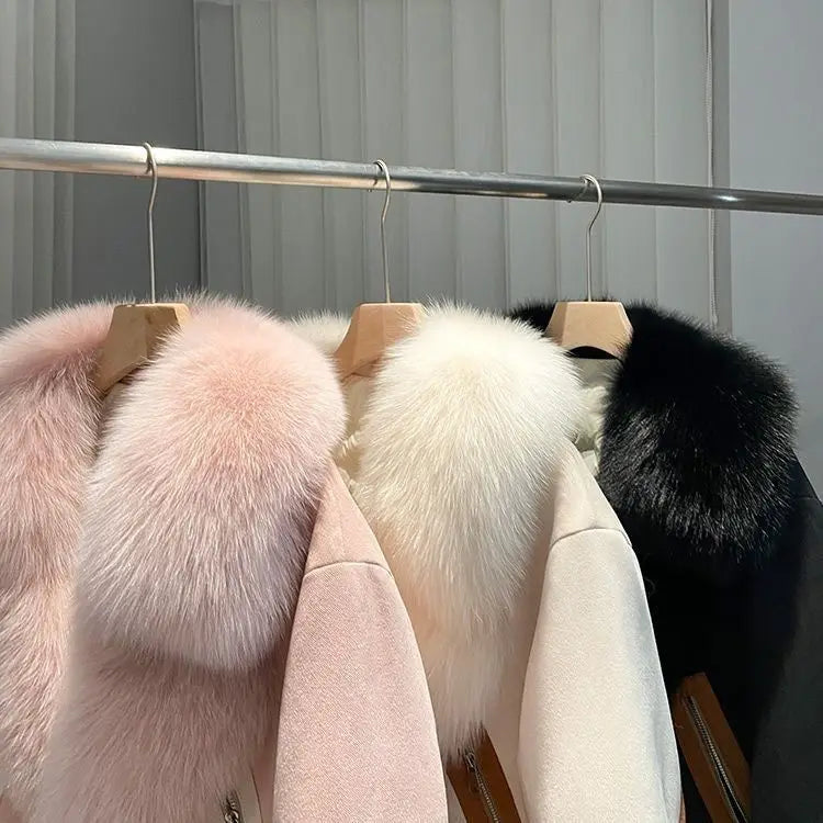 Cappotto corto in pelliccia sintetica volpe 2025 – giacca imbottita effetto fox fur, caldo e alla moda