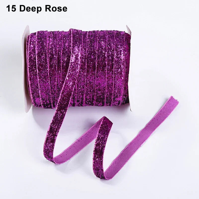 Nastro velluto glitter 10 mm – 50 metri multicolore per decorazioni, fai-da-te, confezioni regalo e artigianato