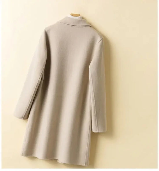Cappotto in lana donna – Overcoat doppio lato, taglio medio, stile elegante per autunno e inverno