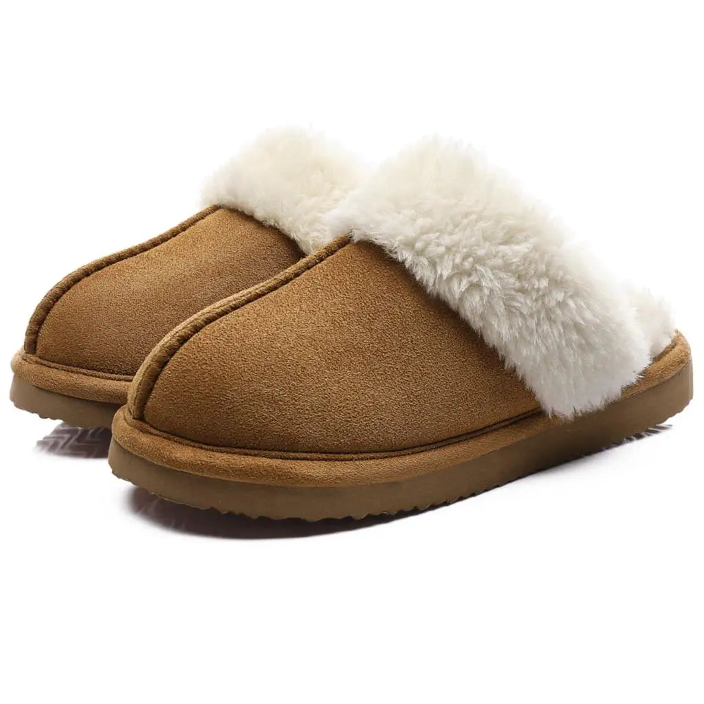 Ciabatte donna in pelliccia eco e suede – antiscivolo, indoor/outdoor, moda casa 2025