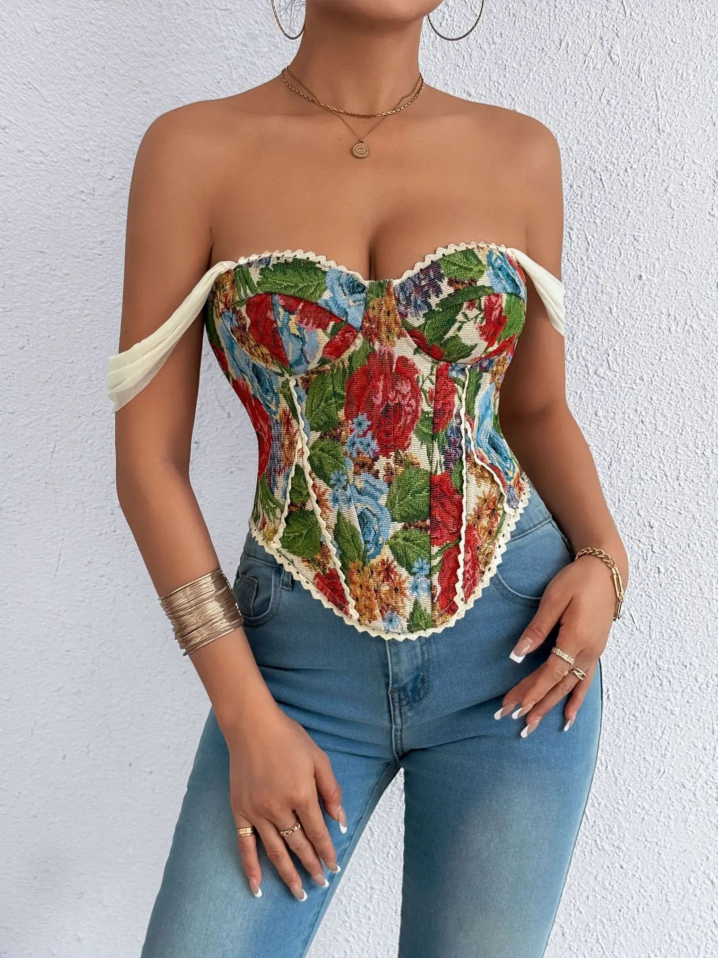 Top Donna in Pizzo Ricamato – Corsetto Elegante e Sexy