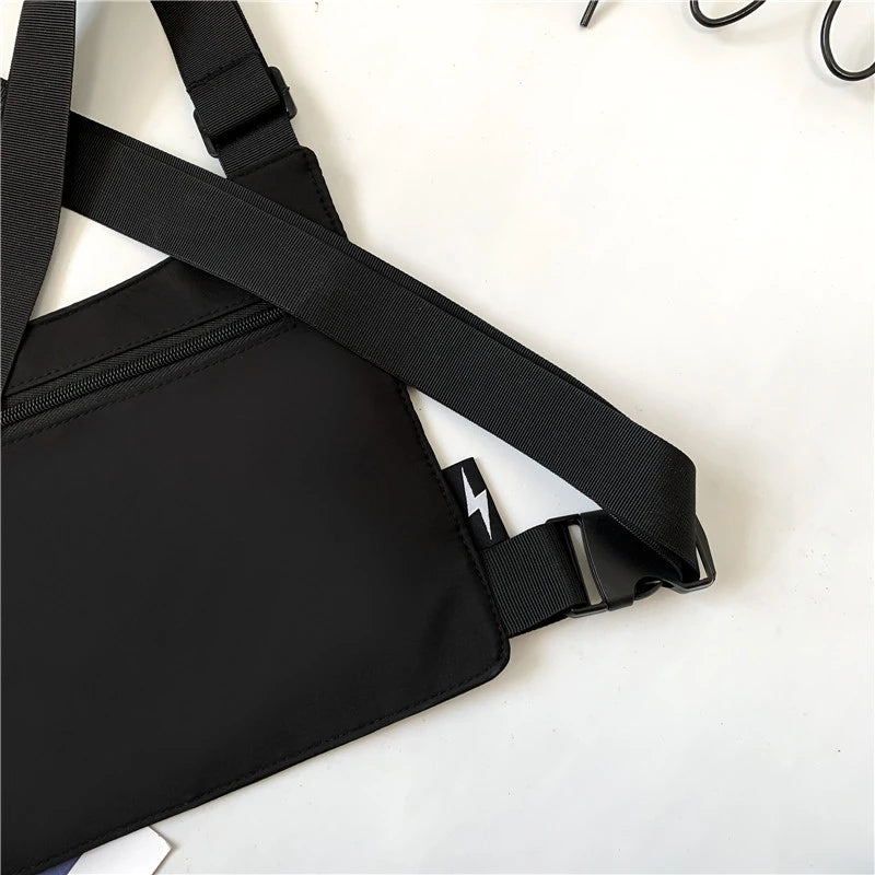 Borsa a petto unisex a 3 strati – pettorina nylon streetwear hip-hop versatile