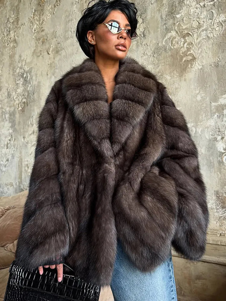Cappotto lungo in pelliccia sintetica con colletto a revers – giacca maxi donna calda e lussuosa per l'inverno 2025