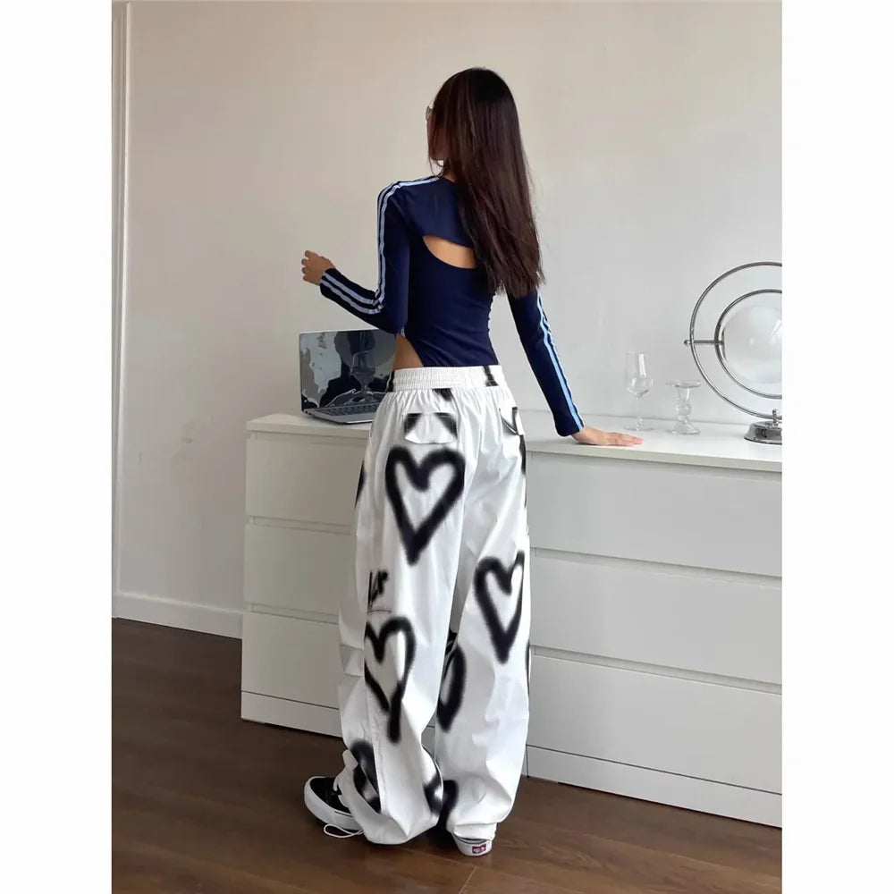 Pantaloni Donna Wide Leg Y2K – Jogger Graffiti Streetwear