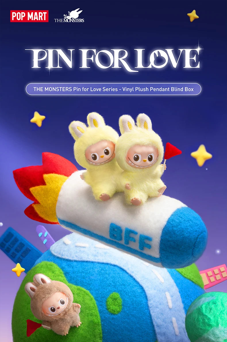 POP MART The Monster Pin for Love Series – Portachiavi in peluche vinilico, blind box (N-Z), edizione limitata, un pezzo per ordine