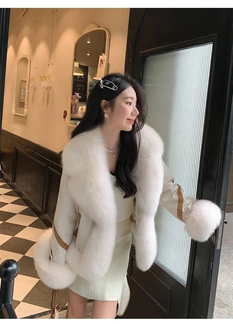 Cappotto corto in pelliccia sintetica volpe 2025 – giacca imbottita effetto fox fur, caldo e alla moda