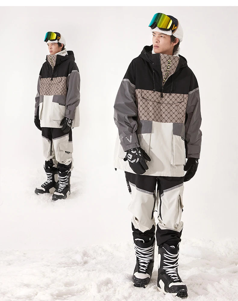 Tuta da sci unisex con cappuccio e dettagli riflettenti – giacca imbottita, impermeabile e termica per sport invernali