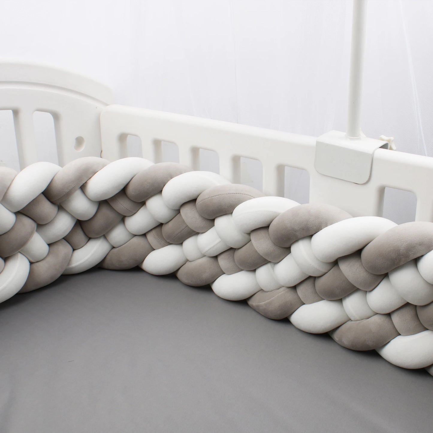 Paracolpi Culla Treccia Intrecciata 300 cm – Cuscino Nodo Protettivo per Lettino Neonati