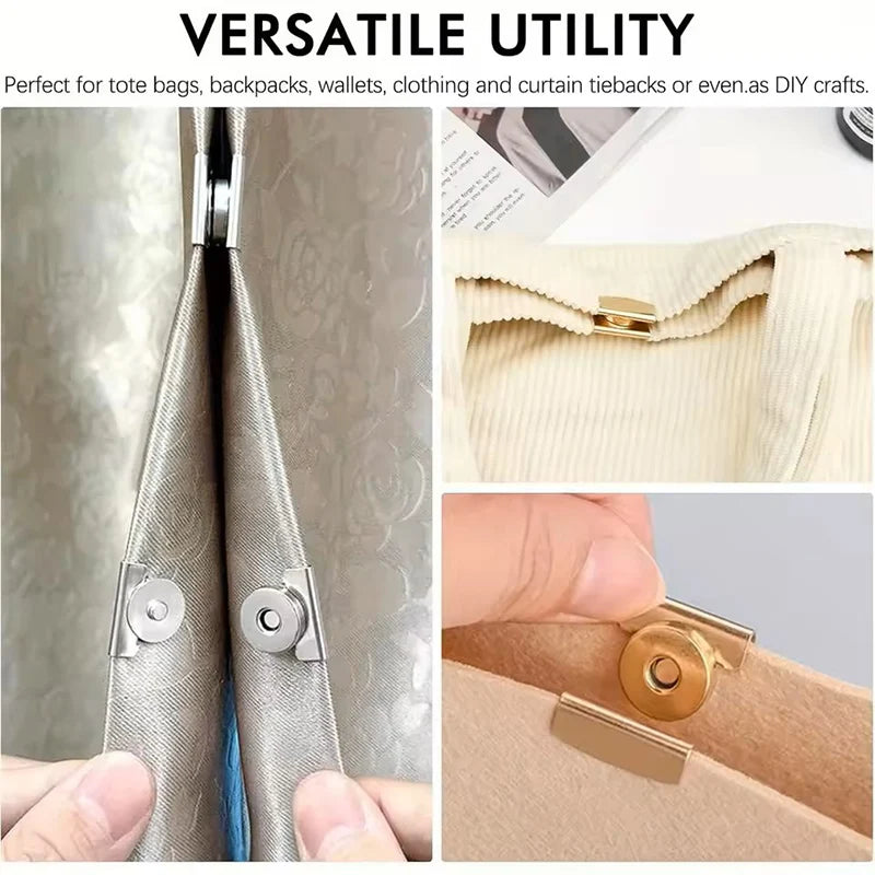 Set 5 Coppie Fermagli Magnetici Metallici Seamless – Snap Button per Chiusura Borse