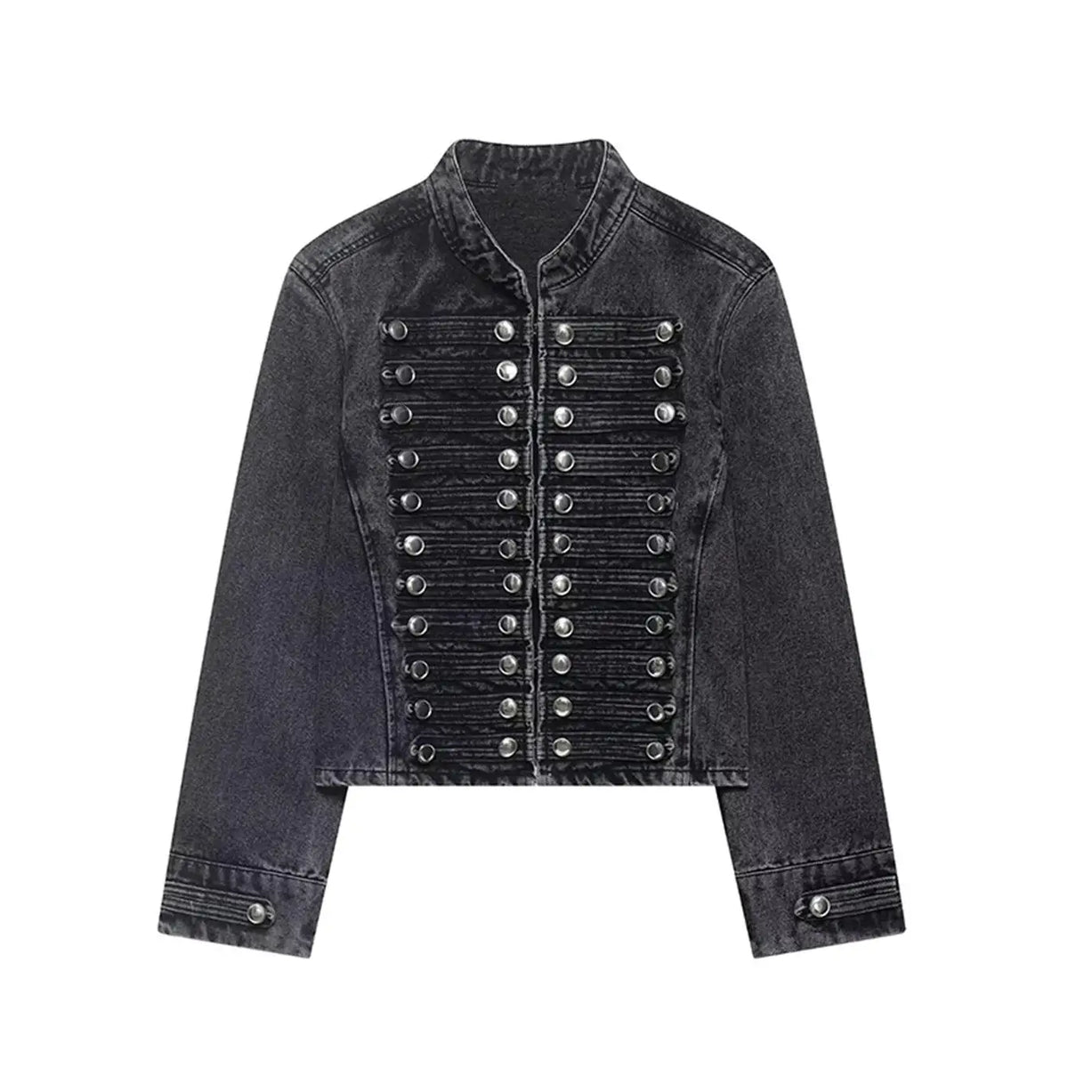 Giacca Corta Donna Vintage con Collo Tondo e Bottoni