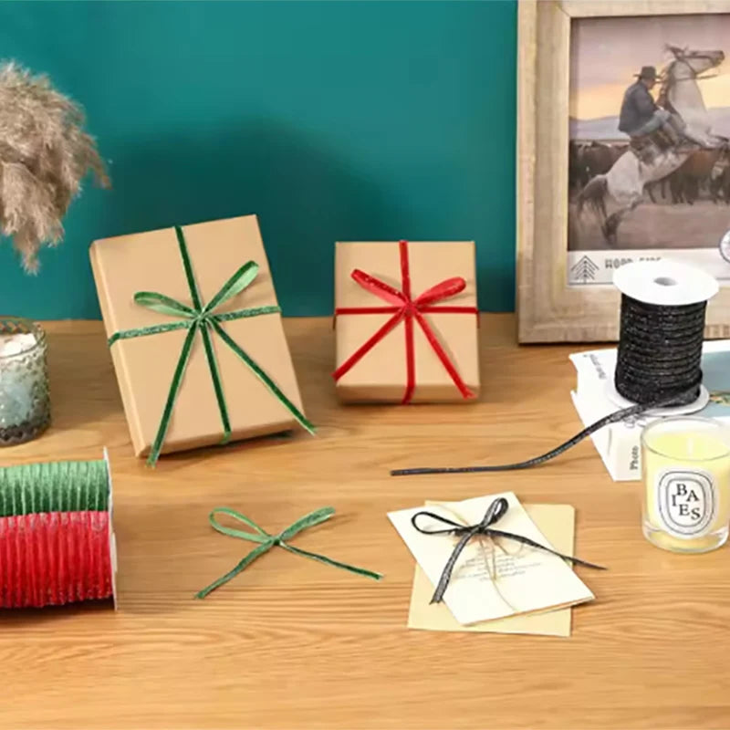 Nastro velluto glitter 10 mm – 50 metri multicolore per decorazioni, fai-da-te, confezioni regalo e artigianato