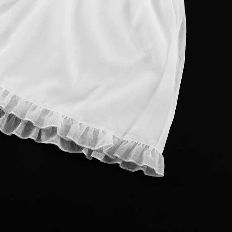 Abito bianco elegante mini con volant e leggero – 2025