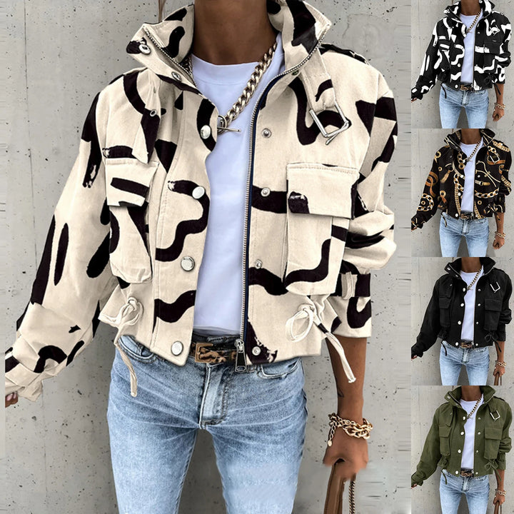 Giacca donna slim girocollo con tasche e bottoni – elegante e casual per autunno/inverno 2025