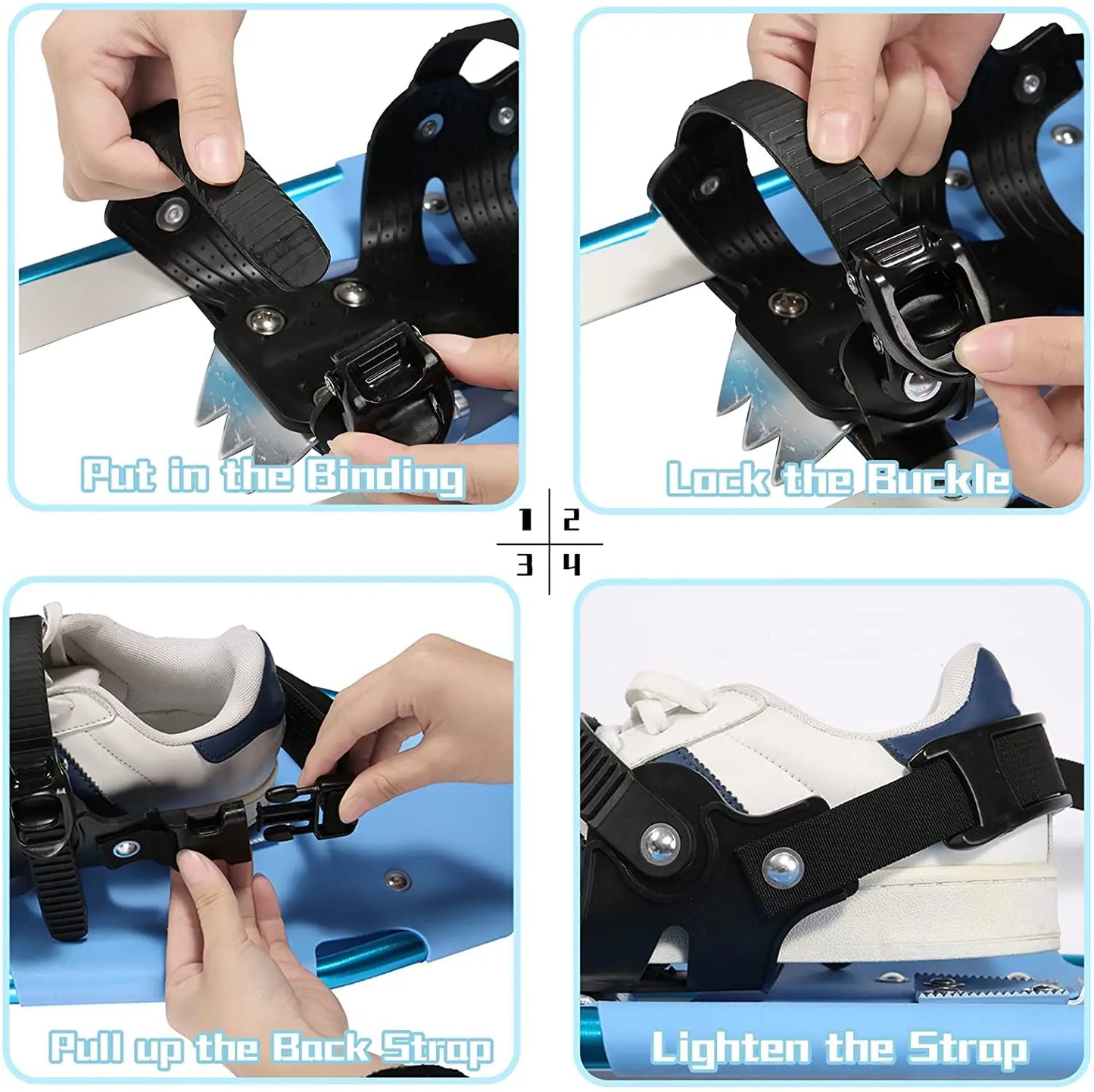 Racchette da sci/skates in alluminio regolabili – short ski “sliding” leggeri per neve, sport outdoor