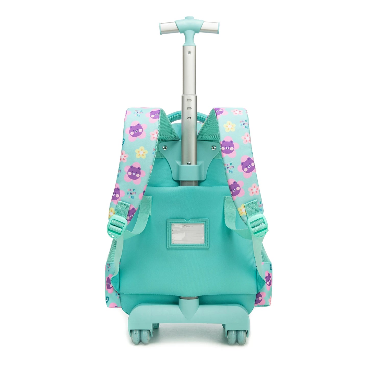 Girls 3D Plush Cat Rolling Backpack 3PCS Set - Waterproof Trolley School Bag with Wheels, Insulated Lunch Bag and Pencil Pouch -