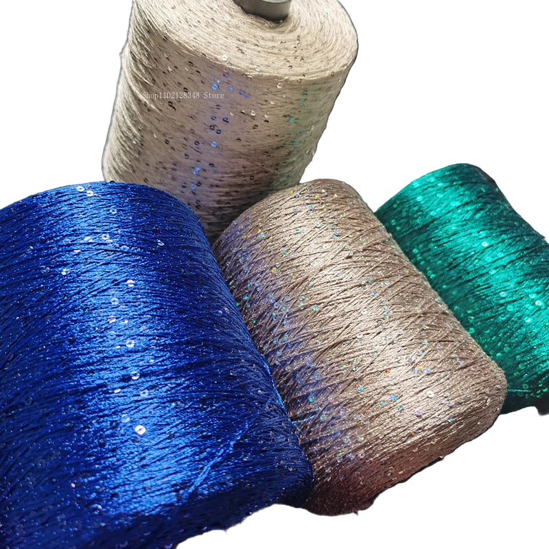 Filato Ice Silk con paillettes 500 g – Yarn mercerizzato con sequin per lavori a uncinetto, maglieria decorativa e top scintillanti