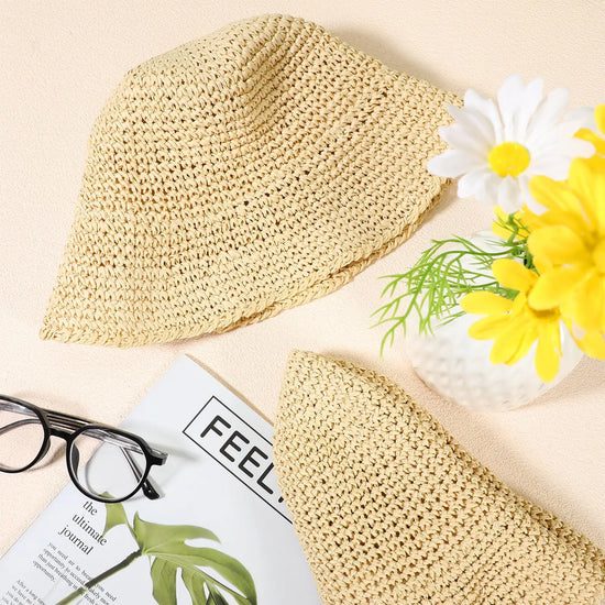 Cappello Estivo Donna in Paglia Khaki Beige o Rosa – Protezione UV e Stile Casual per la Spiaggia