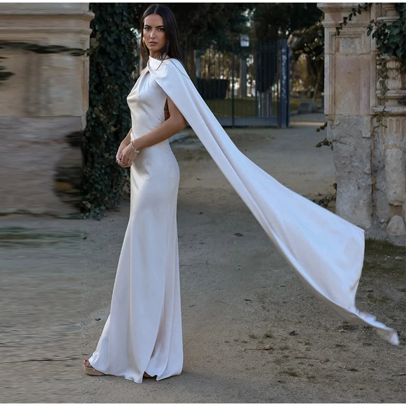 Abito da sera in raso con fiocco per donna – abito elegante schiena scoperta