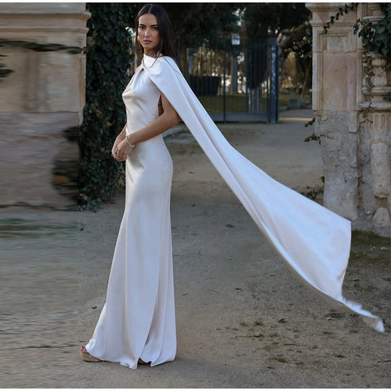 Abito da sera in raso con fiocco per donna – abito elegante schiena scoperta