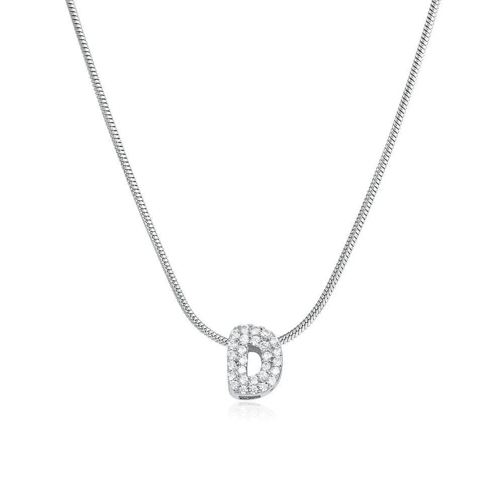 Collana iniziale personalizzabile A–Z con pavé di zirconi – acciaio, elegante