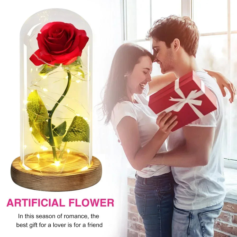 Rosa Eterna in Vetro Beauty & Beast – Regalo Romantico San Valentino