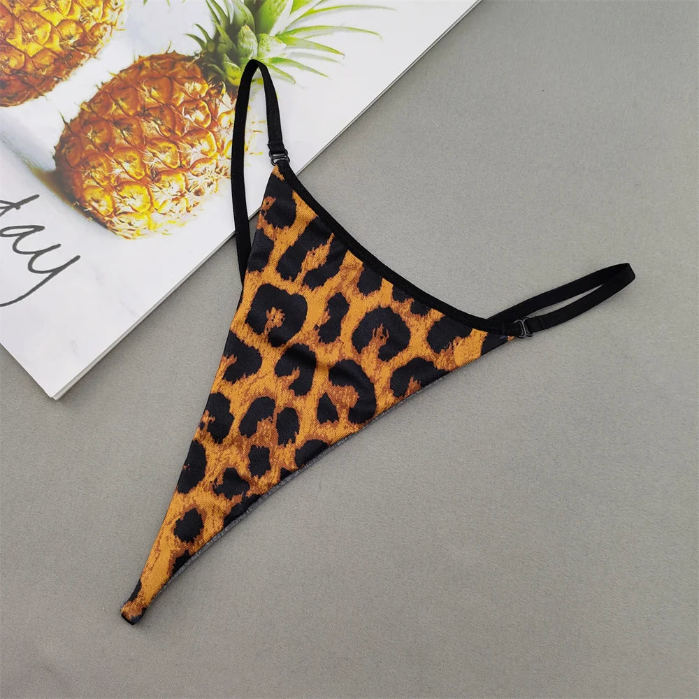 Perizoma sexy a due strati in cotone con schiena a T, da donna, a vita bassa, con stampa zebra/serpente/leopardo, senza cuciture