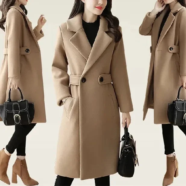 Cappotto in lana donna – Overcoat doppio lato, taglio medio, stile elegante per autunno e inverno