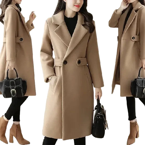 Cappotto in lana donna – Overcoat doppio lato, taglio medio, stile elegante per autunno e inverno